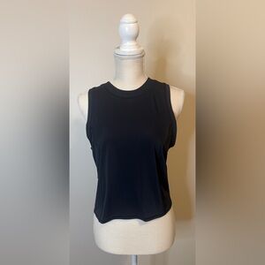 Lululemon 8 Sheer Will Mesh Crop Tank Top Black Lightweight Semi Sheer